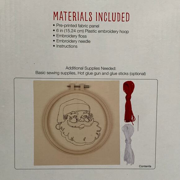 Needle Creations Santa Embroidery Hoop Kit Christmas Holiday Craft 6"D Finished - Picture 5 of 8